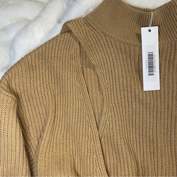 NWT JONATHAN SIMKHAI Amaris Wrap Sweater in Camel - Size Small - Picture 9 of 13